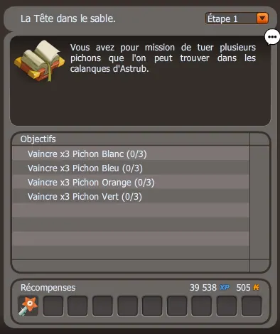 quete La Tête dans le sable dofus