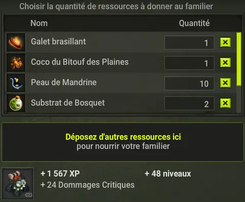 Nourrir un familier dofus