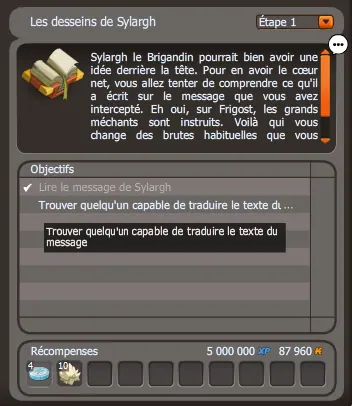 quête Les desseins de sylargh frigost