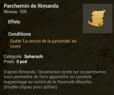 quête Le secret de la pyramide
