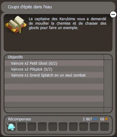 quete Coups d'épée dans l'eau dofus
