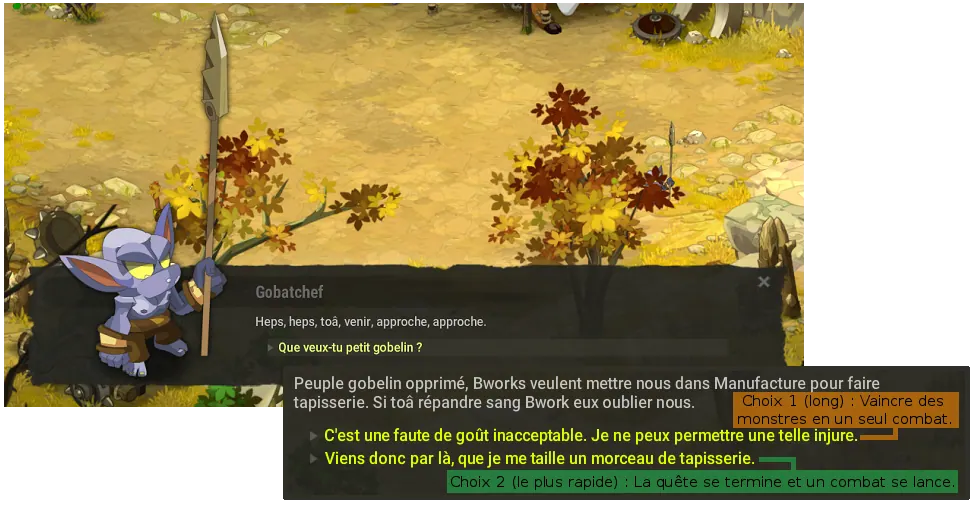 quête Les Gobelins de la Manufacture dofus