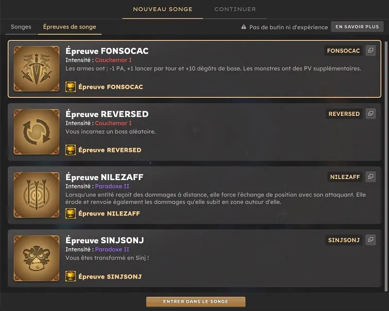 Épreuves de Songe dofus