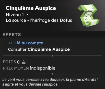 Les Auspices d'Aerafal dofus