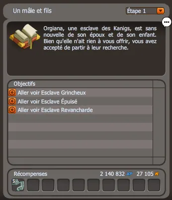 quete Un mâle et fils dofus