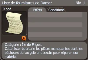 liste de fourniture de Damar