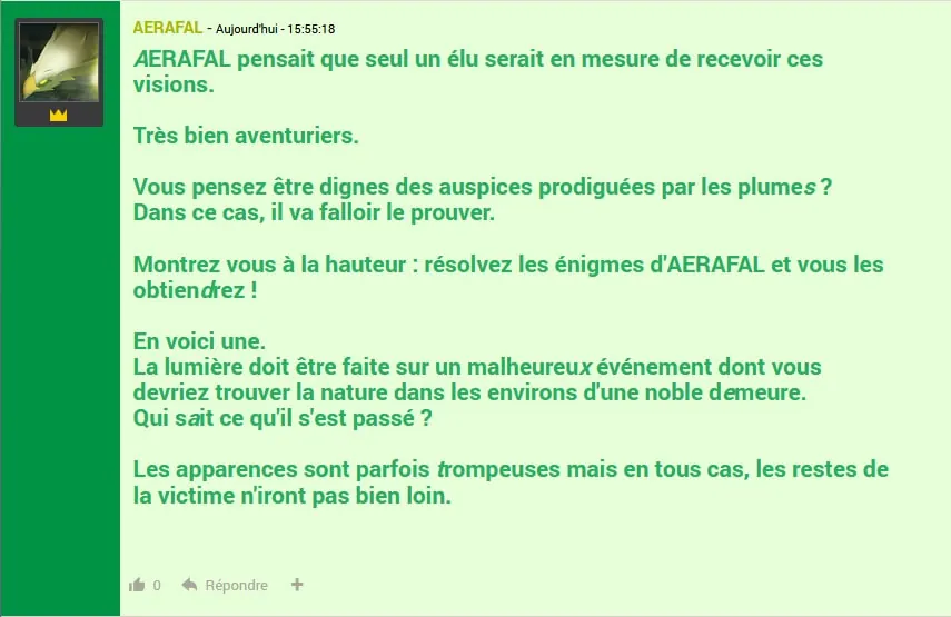 Les Auspices d'Aerafal dofus