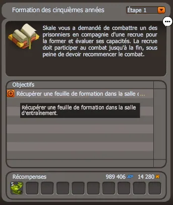 quete Formation des cinquièmes années dofus