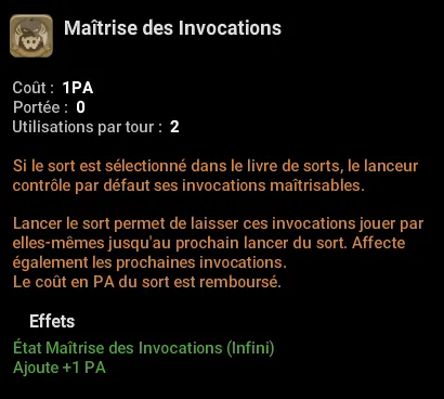 Obtenir le sort Maîtrise des Invocations dofus