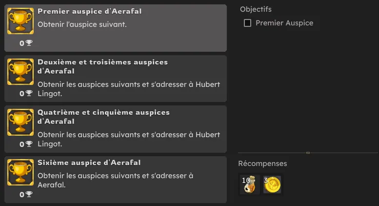 Les Auspices d'Aerafal dofus