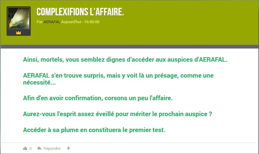 Les Auspices d'Aerafal dofus