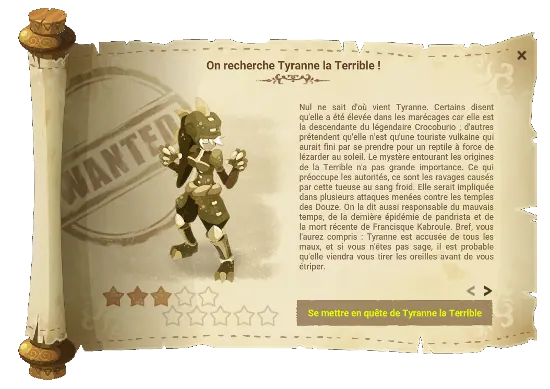 Avis de recherche Tyranne la Terrible