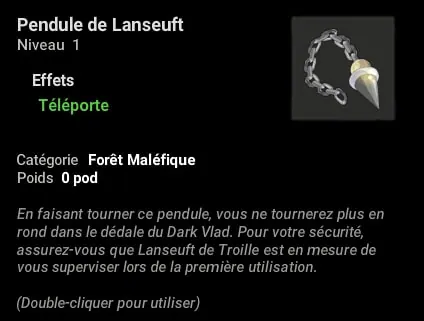 quête Un pendule pour guider ses pas