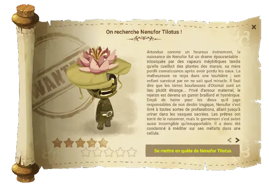 Avis de recherche Nenufor Tilotus