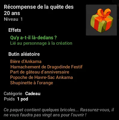 quêtes des 20 ans de Dofus