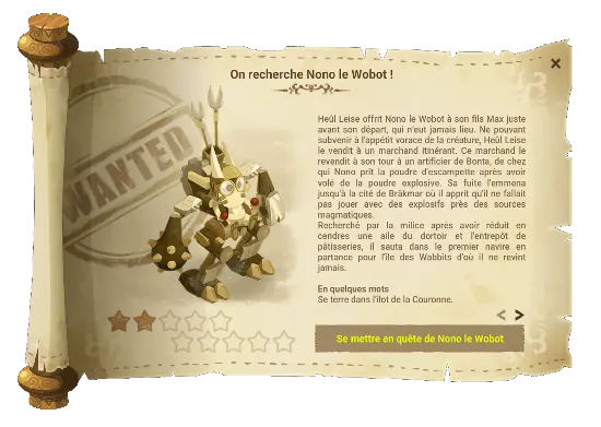 On recherche Nono le Wobot dofus