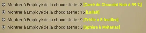 quête Jouer au chocolatier