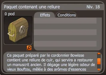 paquet contenant une reliure