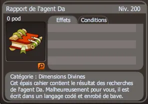 rapport de l'agent Da